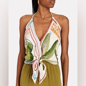 FARM RIO - Tropical halter top with beaded tassels - Size S